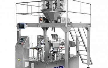 pre-fabrikita sako manĝaĵo griza plenigo stampante pakaĵmaŝino